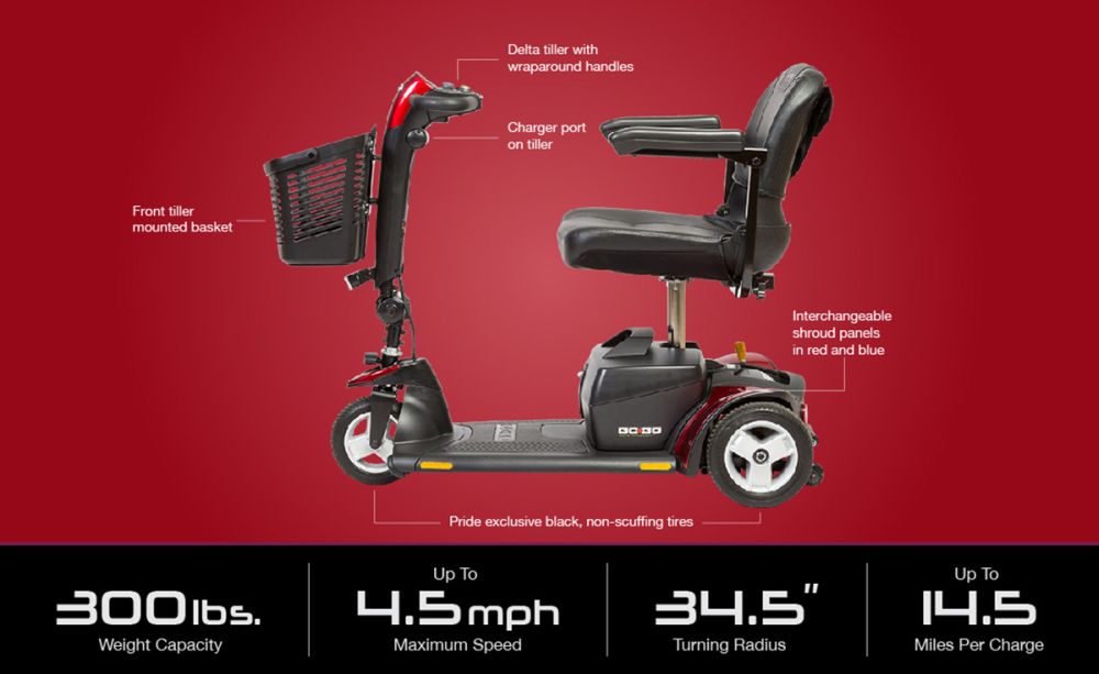 Pride Go-Go Elite Traveller Plus - 3 Wheel Travel Scooter